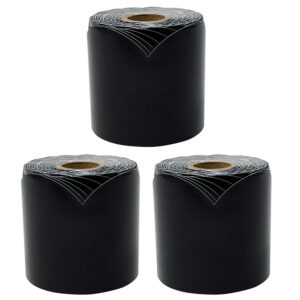 Black Rolled Scalloped Bulletin Board Borders, 3 Inch x 65 Feet Per Roll, Pack of 3