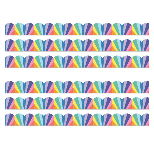 We Stick Together Rainbow Burst Scalloped Bulletin Board Borders, 39 Feet Per Pack, 6 Packs