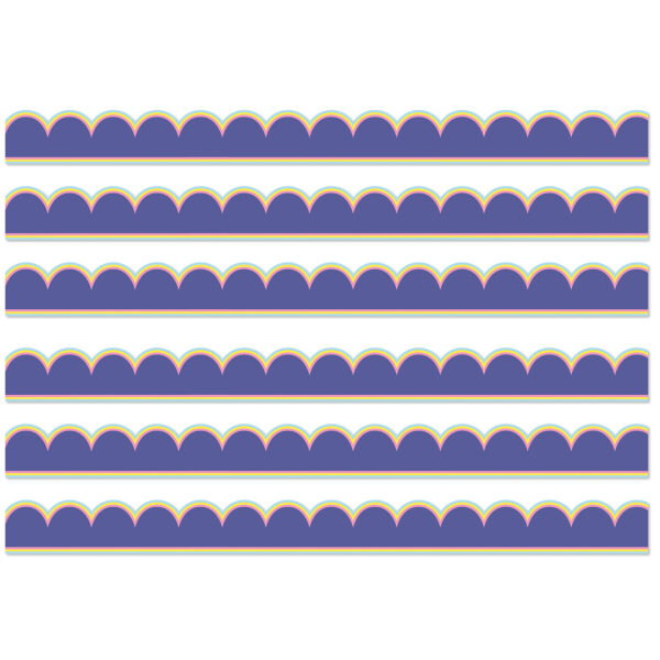 We Stick Together Pop of Purple Scalloped Bulletin Board Borders, 39 Feet Per Pack, 6 Packs
