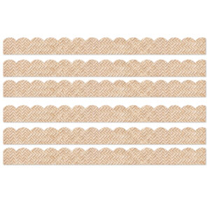 True to You Woven Bamboo Scalloped Bulletin Board Borders, 39 Feet Per Pack, 6 Packs
