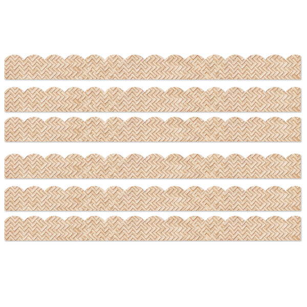 True to You Woven Bamboo Scalloped Bulletin Board Borders, 39 Feet Per Pack, 6 Packs