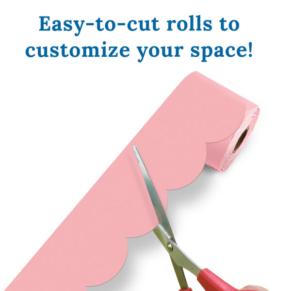 Rolled Scalloped Bulletin Board Border, Dusty Rose, 65 Feet, Pack of 3