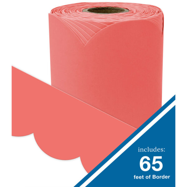 Rolled Scalloped Bulletin Board Border, Salmon, 65 Feet, Pack of 3