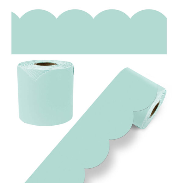 Rolled Scalloped Bulletin Board Border, Sea Glass Green, 65 Feet, Pack of 3