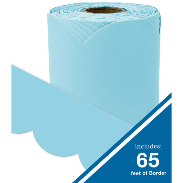 Rolled Scalloped Bulletin Board Border, Sky Blue, 65 Feet, Pack of 3