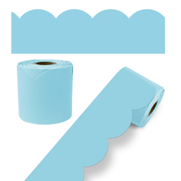 Rolled Scalloped Bulletin Board Border, Sky Blue, 65 Feet, Pack of 3