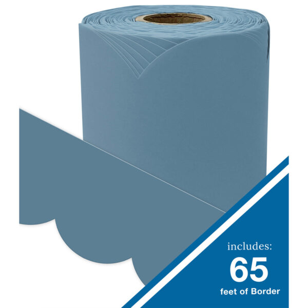 Rolled Scalloped Bulletin Board Border, Stone Blue, 65 Feet, Pack of 3