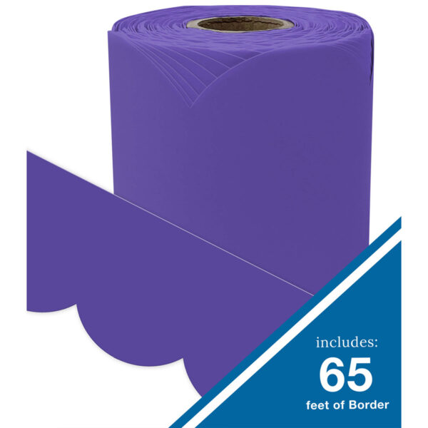 Rolled Scalloped Bulletin Board Border, Deep Purple, 65 Feet, Pack of 3