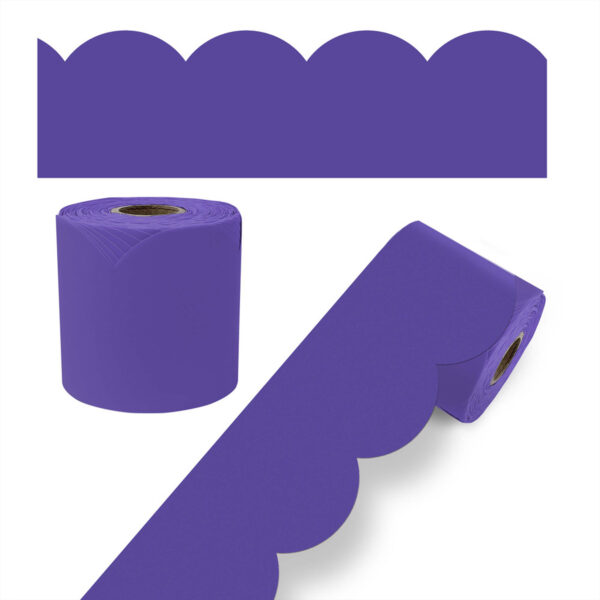 Rolled Scalloped Bulletin Board Border, Deep Purple, 65 Feet, Pack of 3
