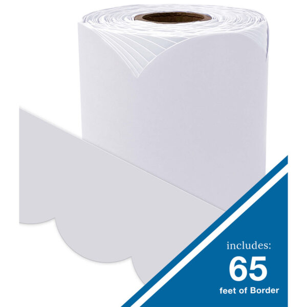 Rolled Scalloped Bulletin Board Border, Whisper Gray, 65 Feet, Pack of 3
