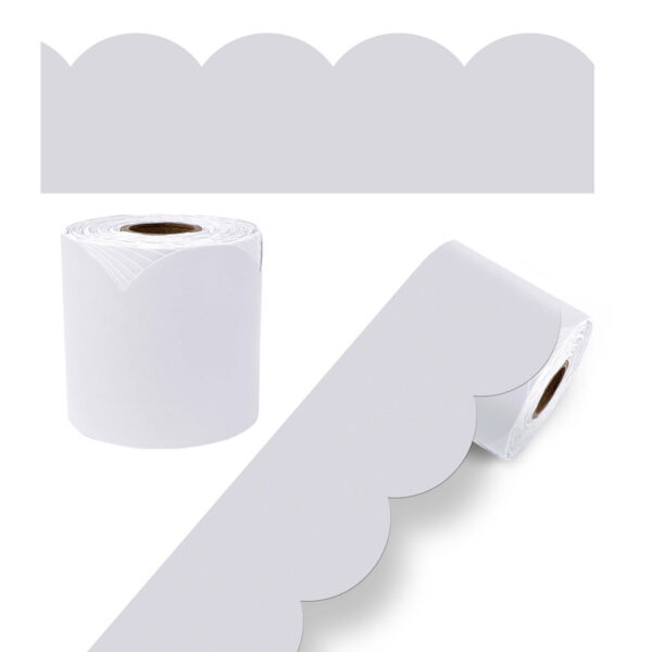 Rolled Scalloped Bulletin Board Border, Whisper Gray, 65 Feet, Pack of 3