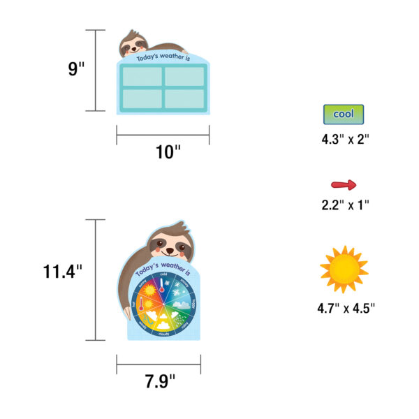 One World Sloth Dress Me for the Weather Bulletin Board Set, Grade PK-2, 54 Pieces