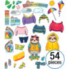 One World Sloth Dress Me for the Weather Bulletin Board Set, Grade PK-2, 54 Pieces