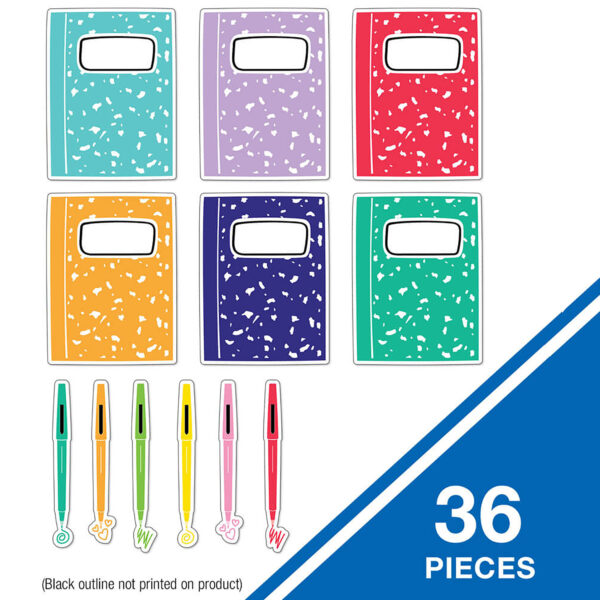 ERSCD-120632-3_1.jpg Notebooks and Pens Cut-Outs, 36 Per Pack, 3 Packs