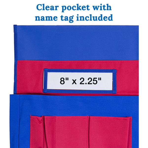 Chairback Buddy Pocket Chart, Blue-Red, Pack of 2