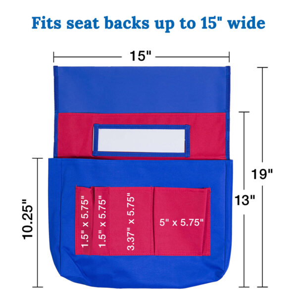 Chairback Buddy Pocket Chart, Blue-Red, Pack of 2