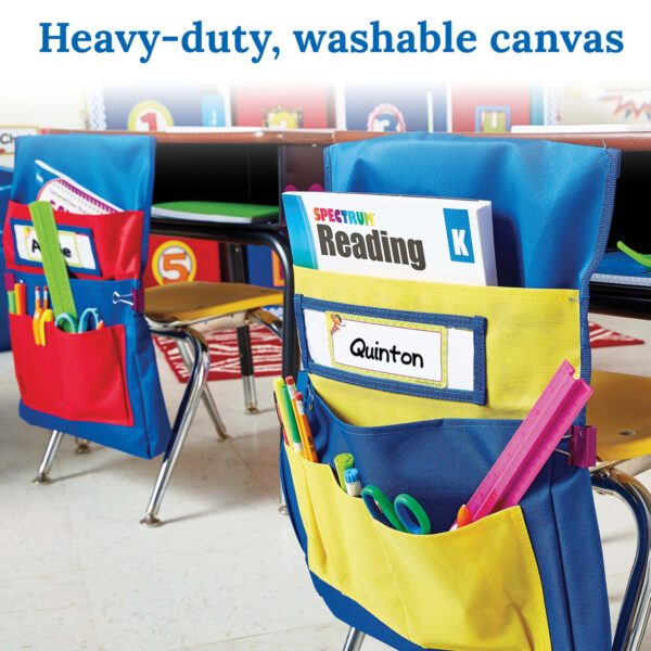 Chairback Buddy Pocket Chart, Blue-Red, Pack of 2