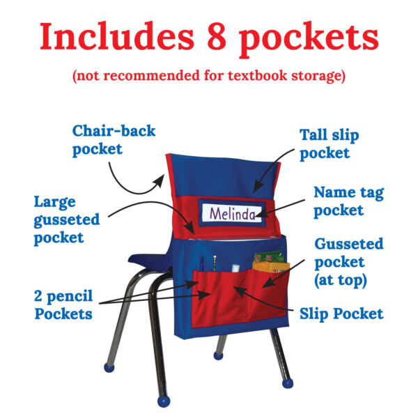 Chairback Buddy Pocket Chart, Blue-Red, Pack of 2