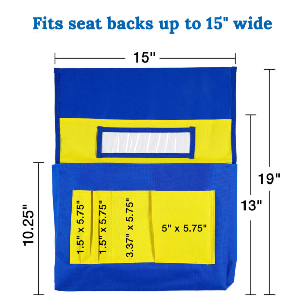 Chairback Buddy Pocket Chart, Blue-Yellow, Pack of 2