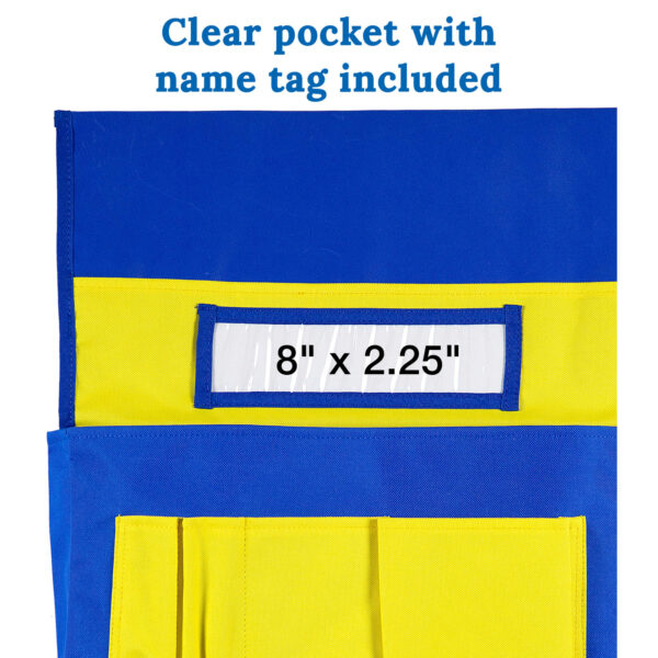 Chairback Buddy Pocket Chart, Blue-Yellow, Pack of 2