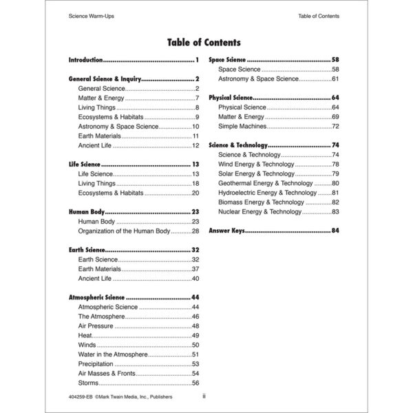 Science Warm-Ups Resource Book, Grade 5-8, Paperback