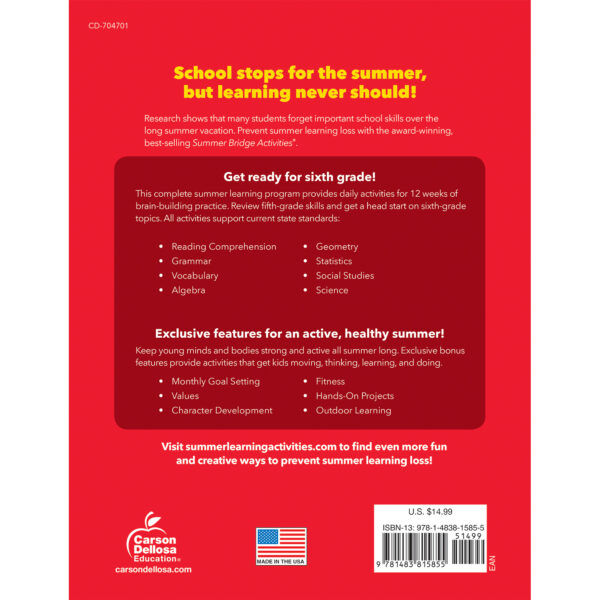 Summer Bridge Activities Workbook, Grade 5-6, Paperback