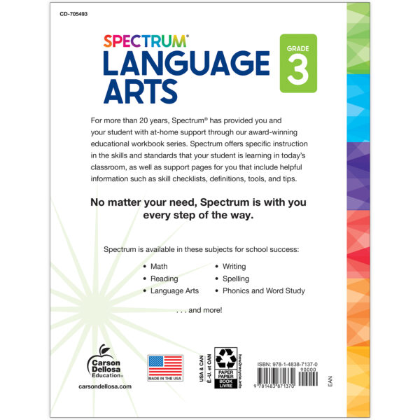 Spectrum Language Arts Workbook, Grade 3