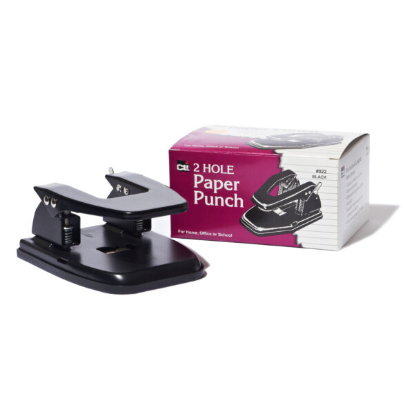 ERSCHL022-2_1.jpg 2-Hole Paper Punch, 2 3-4" Center, 30 Sheet Capacity, Black, Pack of 2