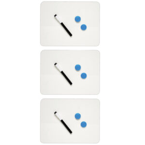 Magnetic Dry Erase Board, Two Sided, Plain-Plain, 9" x 12", Pack of 3