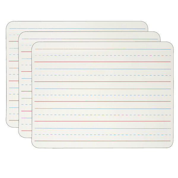 Dry Erase Board, Two Sided Magnetic, Plain-Lined, Pack of 3
