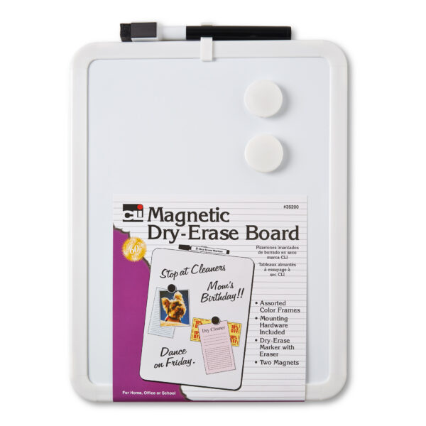 ERSCHL35200-4_3.jpg Framed Magnetic Dry Erase Board with Marker & Magnets, Assorted Colors, 8.5" x 11", Pack of 4