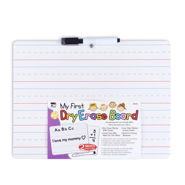 "My First" Dry Erase Board with Marker-Eraser, Two-Sided Plain-Lined, White, Pack of 12