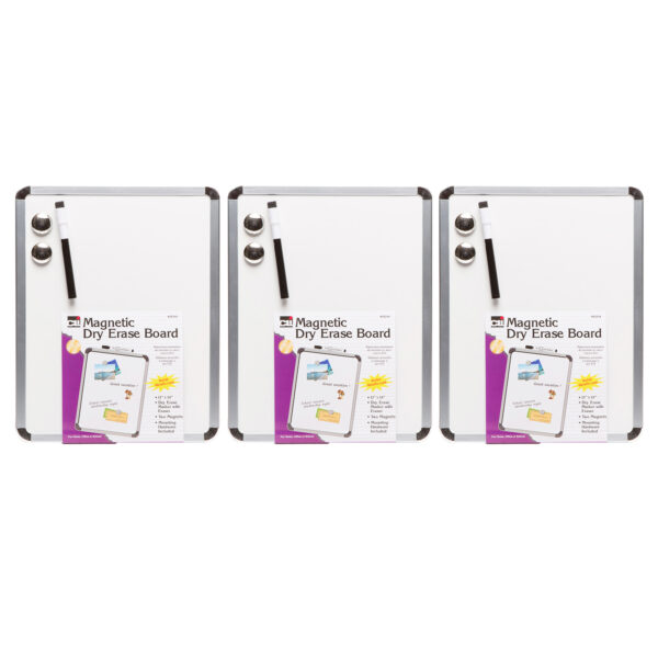 ERSCHL35314-3.jpg Framed Magnetic Dry Erase Board with Marker & Magnets, Silver Frame, 11" x 14", Pack of 3