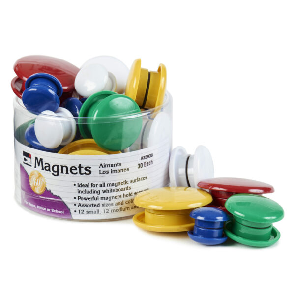 Assorted Round Magnets, 30 Per Pack, 6 Packs