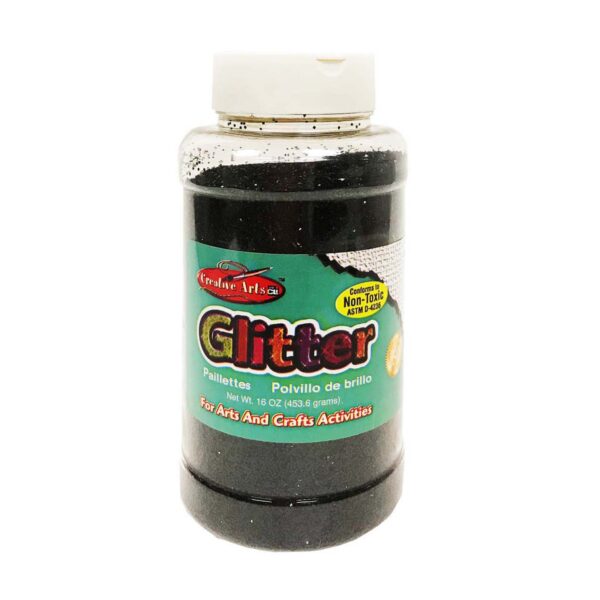 Creative Arts Glitter, 1 lb. Bottle, Black, Pack of 3