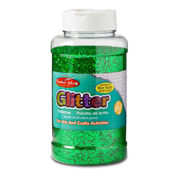 Creative Arts Glitter, 1 lb. Bottle, Green, Pack of 3