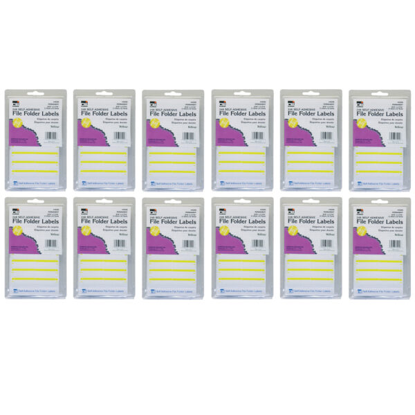 File Folder Labels, Yellow, 248 Per Pack, 12 Packs