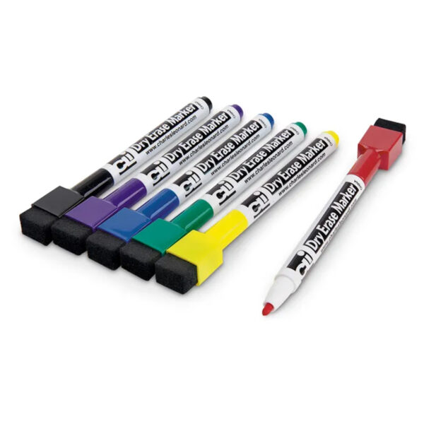 Magnetic Dry Erase Markers with Erasers, 6 Per Pack, 6 Packs