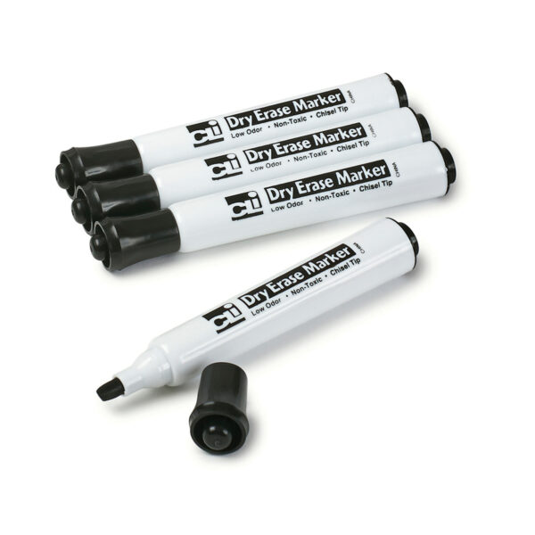 Dry Erase Markers, Barrel Style, Chisel Tip, Black, 12 Per Pack, 3 Packs
