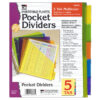 Index Dividers with Pockets, 5-Tab, Assorted Colors, 5-Pack, 6 Packs