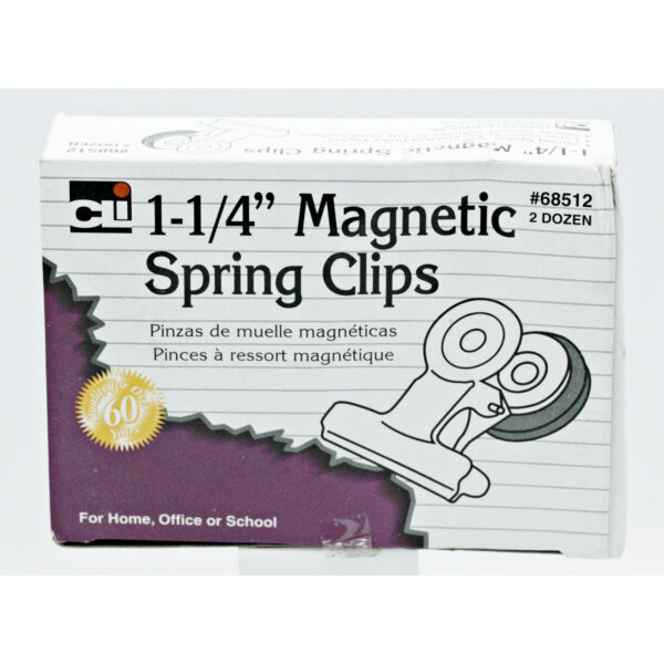 Magnetic Spring Clips, 1-1-4", Box of 24