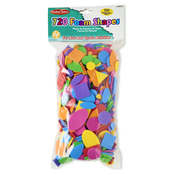 Foam Shapes, Assorted Colors, 720 Per Pack, 6 Packs