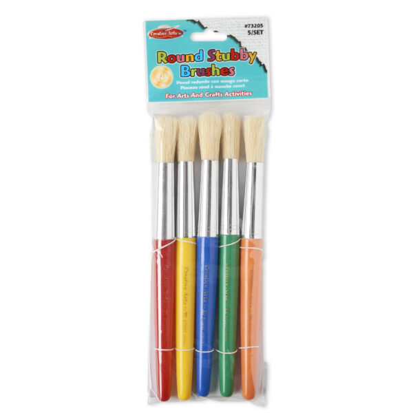 Round Paint Brushes, Short, Assorted Colors, 5 Per Set, 6 Sets
