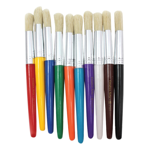 ERSCHL73210-3_1.jpg Creative Arts Stubby Round Brushes, Assorted Colors, 10 Per Pack, 3 Packs