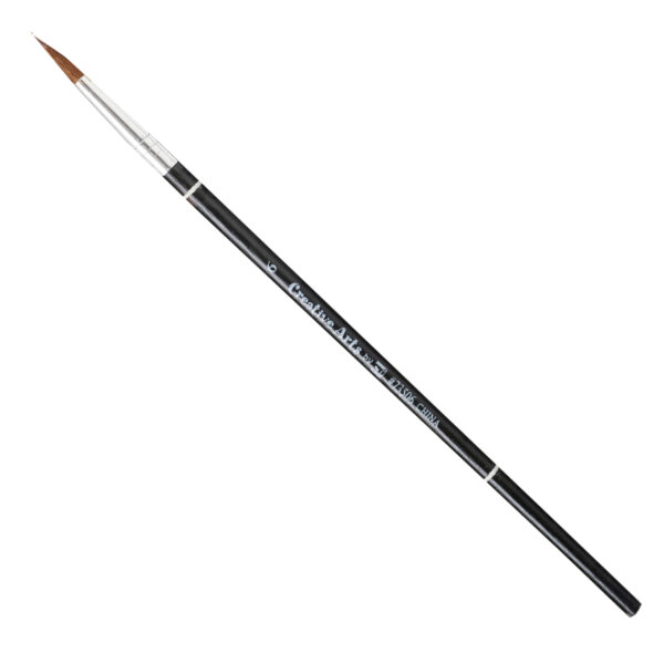 Water Color Paint Brushes with Round Pointed Tip, # 6, 11-16", Camel Hair, Black Handle, 12 Per Pack, 6 Packs