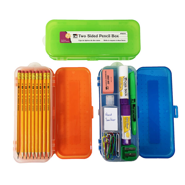 Pencil Box, Double Sided, Assorted Colors, Pack of 24