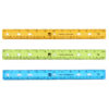 Plastic 12" Ruler, Flat, Translucent Assorted Colors, Pack of 36