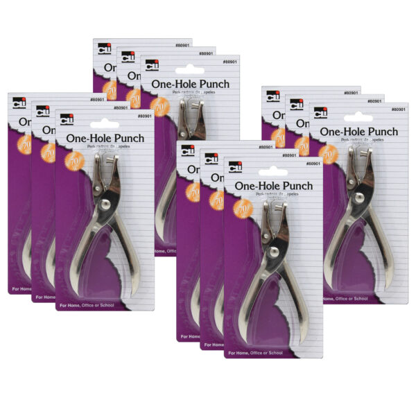 ERSCHL80901-12.jpg Paper Punch, 1-Hole with Catcher, Pack of 12
