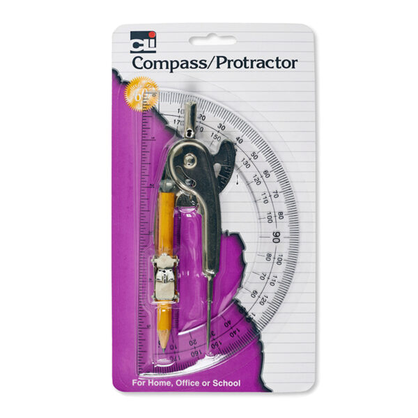 ERSCHL80960-12_1.jpg Ball Bearing Compass & 6 Inch Protractor Combo Set, 12 Sets