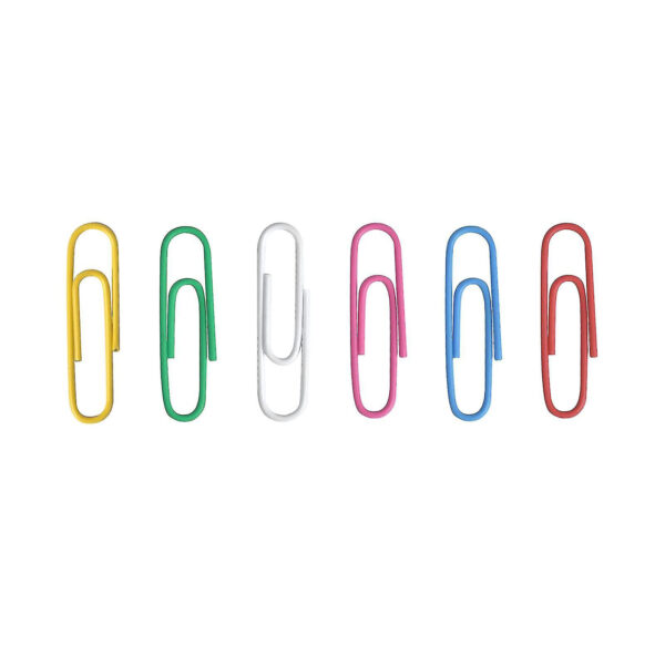 Vinyl Coated Paper Clips, Jumbo Size, Assorted Colors, 200 Per Pack, 6 Packs